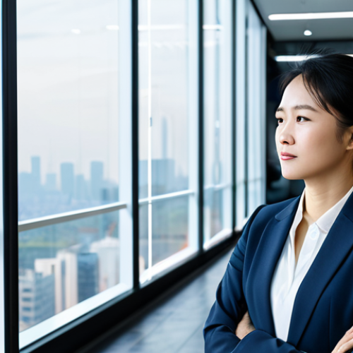 Home 22 **Prompt 1: Digital Transformation & Customer Insights**
A professional Vietnamese businesswoman in a modest business suit, fully clothed, appropriate attire, standing in a sleek, modern office. She is thoughtfully observing a transparent holographic display showcasing intricate data visualizations, including customer feedback sentiment analysis, growth charts, and trend lines. Her expression conveys deep understanding and strategic insight. The office background features soft, ambient lighting, minimalist design, and large windows revealing a dynamic city skyline. The overall atmosphere is one of innovation and analytical focus. Professional photography, high resolution, sharp focus, perfect anatomy, correct proportions, well-formed hands, natural pose, safe for work, appropriate content, professional.