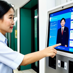 **Prompt 1:** A diverse group of Vietnamese citizens of various ages, fully clothed in appropriate, modest attire, interacting seamlessly with user-friendly digital public service kiosks in a modern, brightly lit government service center in Vietnam. A professional Vietnamese public service officer, fully clothed in a neat uniform, stands nearby, offering assistance with a reassuring, natural pose. The environment is clean, efficient, and welcoming, reflecting a commitment to transparency and accessible digital services. Professional photography, high resolution, natural lighting, perfect anatomy, correct proportions, well-formed hands. Safe for work, appropriate content, fully clothed, modest clothing, professional, family-friendly.