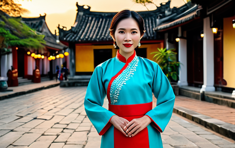 **
"A Vietnamese woman in a traditional Ao Dai, fully clothed, standing in front of the Hội An Ancient Town at sunset, safe for work, appropriate content, professional photography, perfect anatomy, natural proportions, family-friendly, vibrant colors, well-formed hands, proper finger count."
**