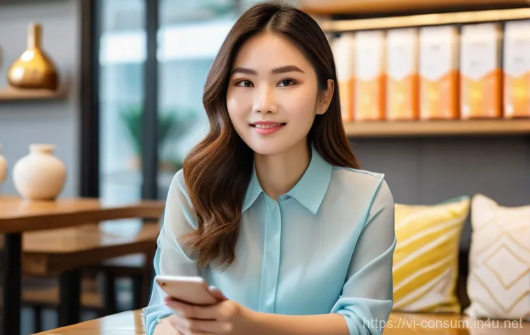 소비자 보호와 관련된 공공정책 사례 - **Prompt: Empowered Vietnamese Consumer Navigating Online Shopping with Confidence**
A vibrant, ...