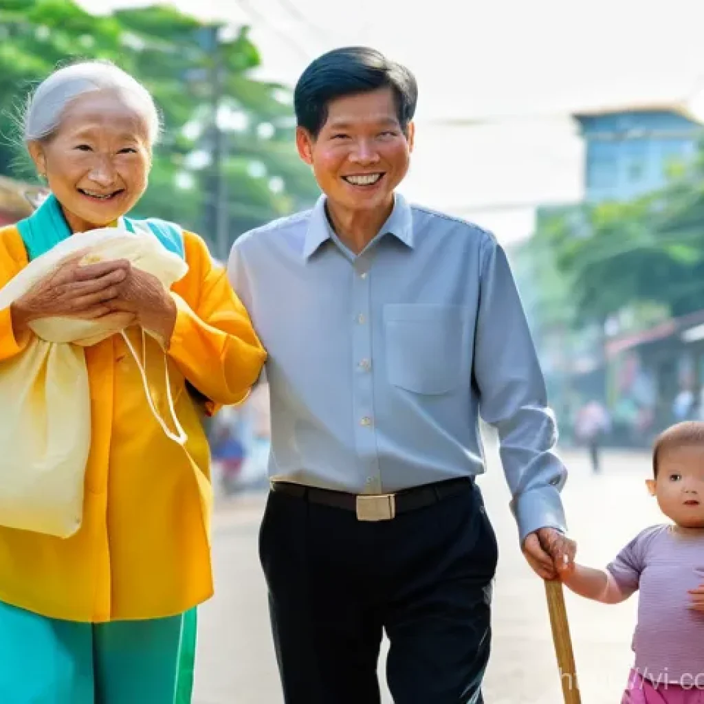 소비자 보호와 관련된 최신 연구 논문과 사례 연구와 분석 - **Prompt:** A diverse group of Vietnamese individuals, including a smiling elderly woman with gentle...