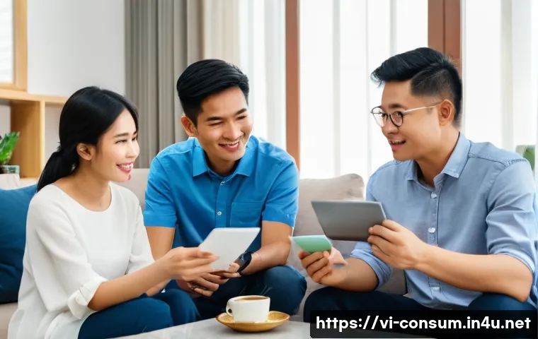 소비자 보호와 관련된 법적 대응 방안 - **Prompt:** A diverse group of Vietnamese individuals, including a young couple and an older man, ar...