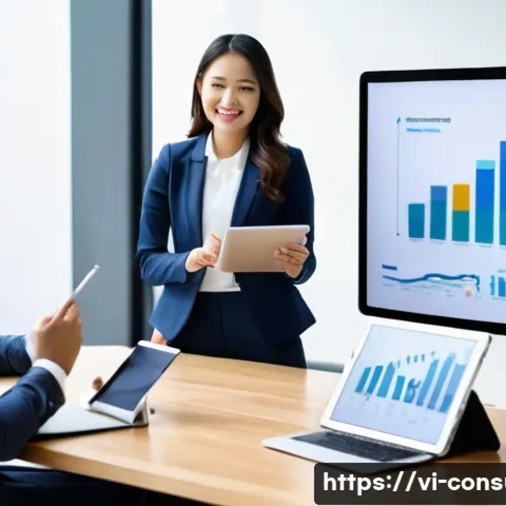 소비자 행동 데이터를 활용한 디지털 혁신 전략 연구와 분석 - **Prompt:** A diverse team of five business professionals (three women, two men, of varying ethnicit...