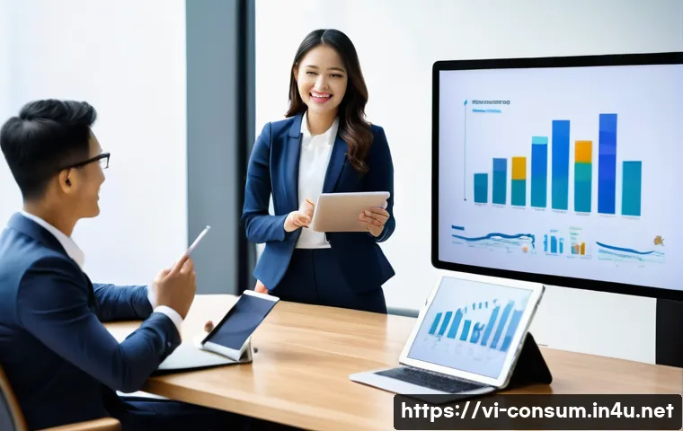 소비자 행동 데이터를 활용한 디지털 혁신 전략 연구와 분석 - **Prompt:** A diverse team of five business professionals (three women, two men, of varying ethnicit...