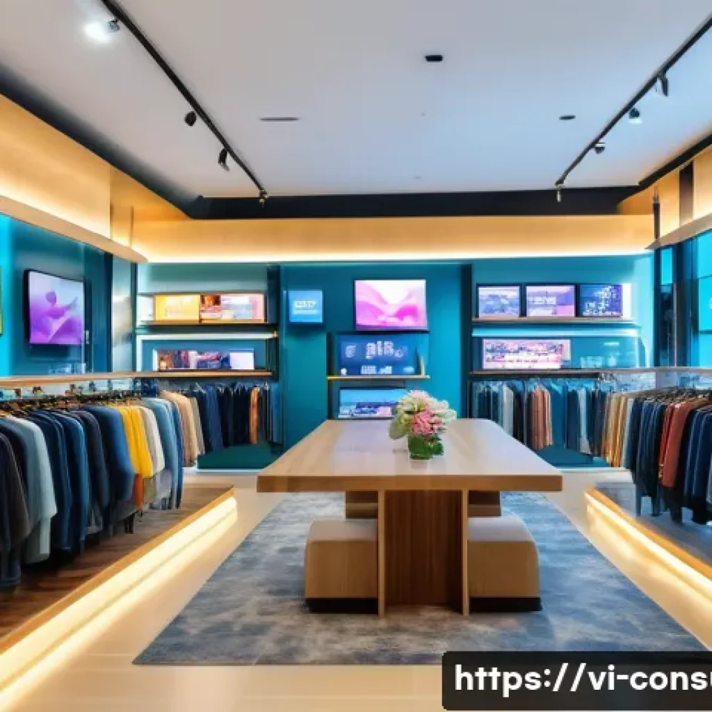 소비자중심 경영으로 변화한 조직 사례 - A modern Vietnamese retail store interior in Ho Chi Minh City, showcasing AI-driven personalized sho...