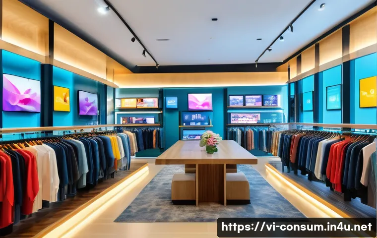 소비자중심 경영으로 변화한 조직 사례 - A modern Vietnamese retail store interior in Ho Chi Minh City, showcasing AI-driven personalized sho...
