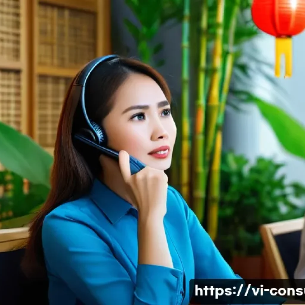 소비자 클레임 해결 실무 노하우 - A modern Vietnamese customer service center scene showing a diverse group of professional employees ...