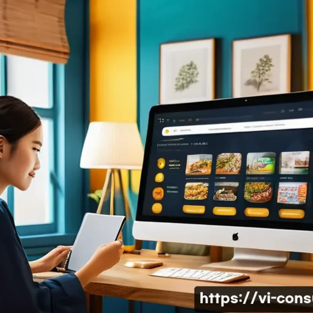 소비자 행동 데이터를 활용한 신제품 개발 사례 - A modern Vietnamese e-commerce setting showcasing diverse young adults shopping online using laptops...