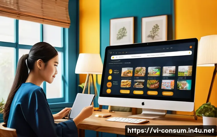 소비자 행동 데이터를 활용한 신제품 개발 사례 - A modern Vietnamese e-commerce setting showcasing diverse young adults shopping online using laptops...