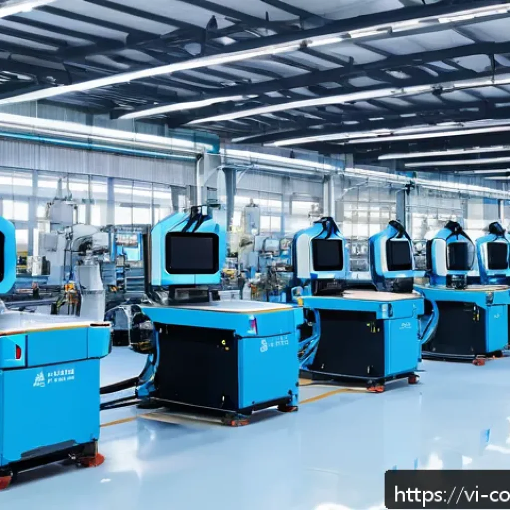 소비자전문기술사와 관련된 인기 산업 - A modern Vietnamese manufacturing factory interior showcasing advanced automation technology, featur...