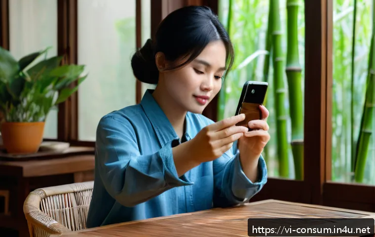 소비자 피해 보상 절차 가이드 - A detailed scene of a Vietnamese customer carefully documenting a product defect at home: the custom...