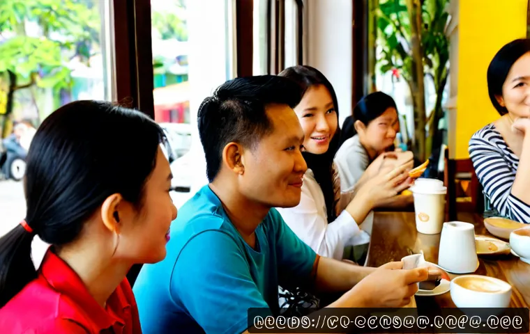 Home 31 소비자중심 사고를 키우는 방법 - Photorealistic Vietnamese small business owner in a bright modern Hanoi coffee shop, sitting across ...