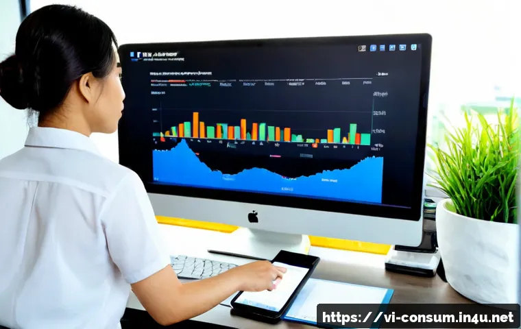 소비자 행동 데이터 관리 플랫폼 - Photorealistic modern consumer behavior data management workspace in Ho Chi Minh City, Vietnamese an...